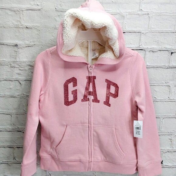 'BABY GAP' SHERPA HOODIE JACKET SHIMMER FRONT LOGO
